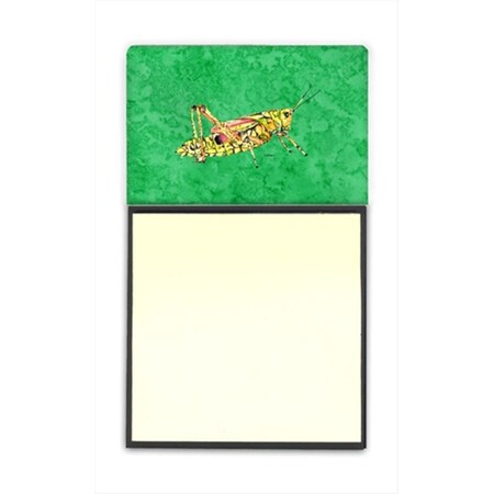 Teachers Aid Grasshopper on Green Refiillable Sticky Note Holder or Postit Note Dispenser; 3 x 3 In. TE729780